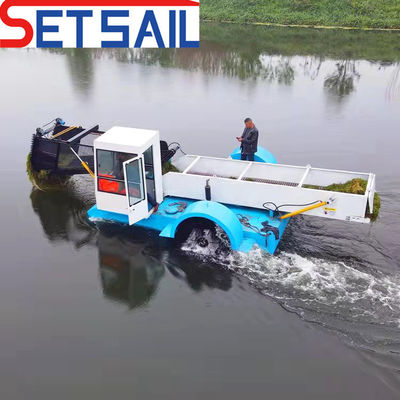 잡초 수확기 쓰레기 수집 보트 작업 속도 3.5-5kn/H 드래프트 0.55m-2m